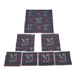 Vintage Golf Themed Plaid Woven Pillow Shams Set Lot of 7 High Quality Fabric